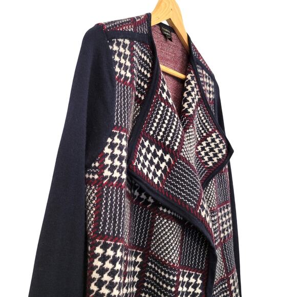 Talbots Cardigan Sweater Women's Large Plaid 100% Merino Wool Work Wear Cozy - Picture 3 of 6